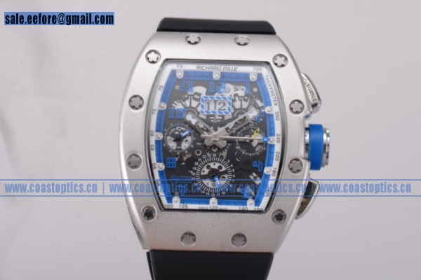 Richard Mille RM011-FM Watch Steel Blue Markers Black Rubber Replica